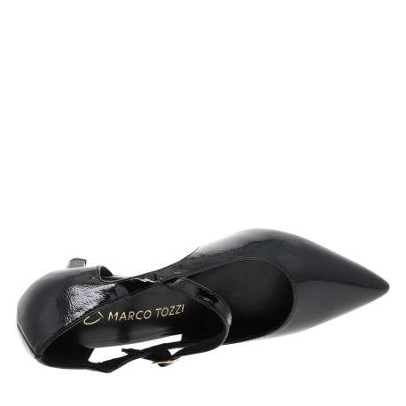 Escarpins noirs vernis à talon décroché moyen dotés d'une boucle - Image 5