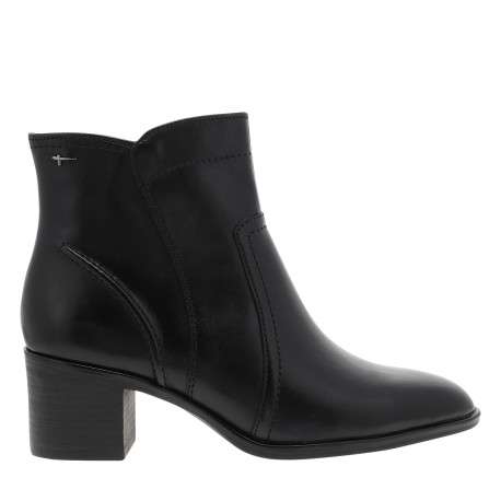 Boots en cuir noires avec un talon décroché moyen et une fermeture à zip