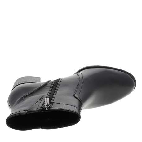 Boots en cuir noires avec un talon décroché moyen et une fermeture à zip - Image 5