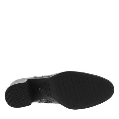 Boots en cuir noires avec un talon décroché moyen et une fermeture à zip - Image 6