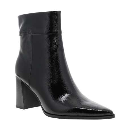 Bottines vernies noires à talon décroché haut pourvues d'un zip latéral - Image 2