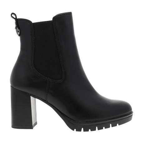 Boots noires avec un talon décroché haut et deux soufflets élastiqués