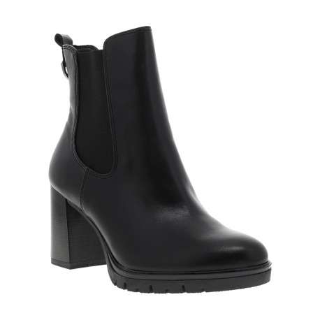 Boots noires avec un talon décroché haut et deux soufflets élastiqués - Image 2