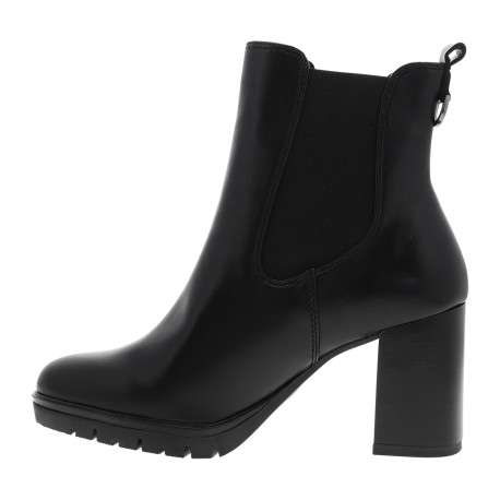 Boots noires avec un talon décroché haut et deux soufflets élastiqués - Image 3