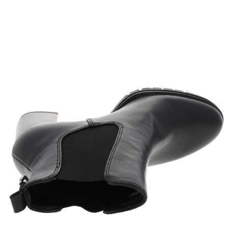 Boots noires avec un talon décroché haut et deux soufflets élastiqués - Image 5