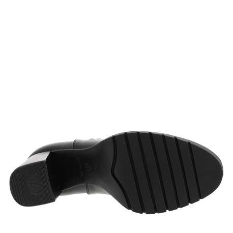 Boots noires avec un talon décroché haut et deux soufflets élastiqués - Image 6