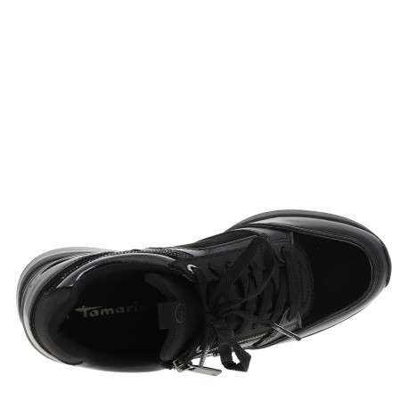 Baskets running noir à talon compensé munies de lacets et d'un zip latéral - Image 5