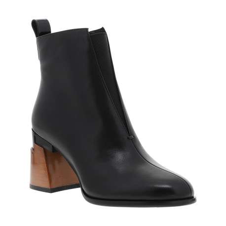 Boots en cuir noir à talon décroché haut dotées d'un zip et d'une languette - Image 2