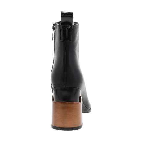 Boots en cuir noir à talon décroché haut dotées d'un zip et d'une languette - Image 4