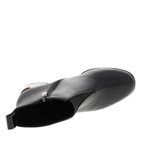 Boots en cuir noir à talon décroché haut dotées d'un zip et d'une languette - Image 5