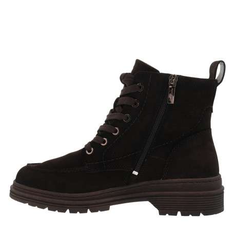 Bottines en cuir chocolat à talon décroché bas pourvues de lacets et d'un zip - Image 3