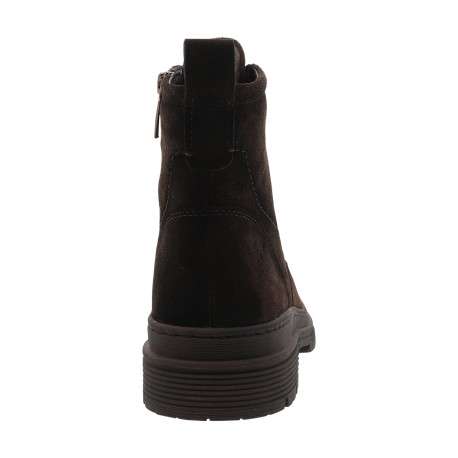 Bottines en cuir chocolat à talon décroché bas pourvues de lacets et d'un zip - Image 4