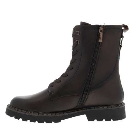 Bottines en cuir marron à talon décroché bas pourvues de lacets plats - Image 3
