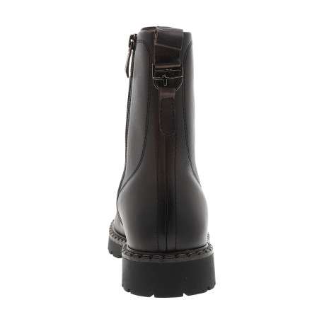 Bottines en cuir marron à talon décroché bas pourvues de lacets plats - Image 4
