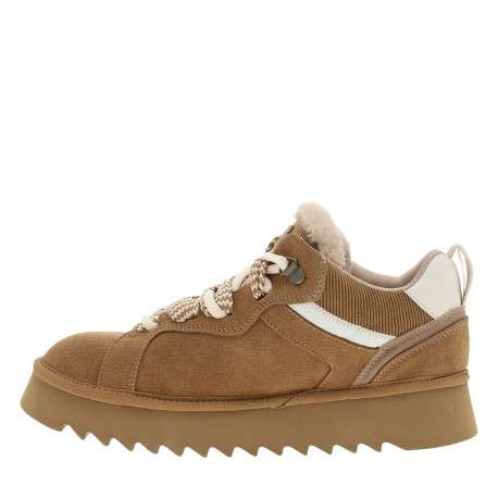 Baskets en cuir camel à talon compensé bas pourvues de deux lacets - Image 3