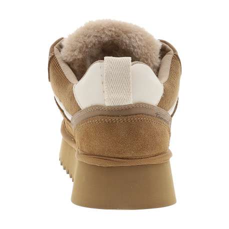Baskets en cuir camel à talon compensé bas pourvues de deux lacets - Image 4
