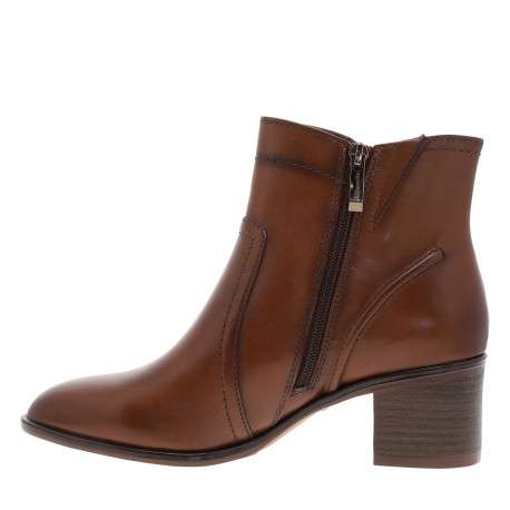 Boots en cuir cognac à talon décroché moyen dotées d'un zip latéral - Image 3