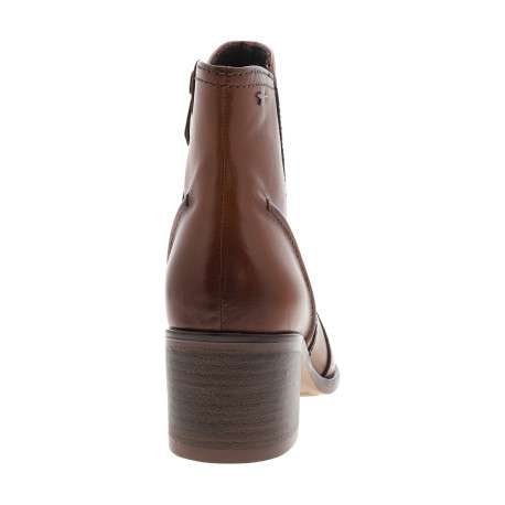 Boots en cuir cognac à talon décroché moyen dotées d'un zip latéral - Image 4