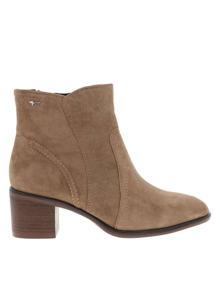 Bottines en cuir beige à...