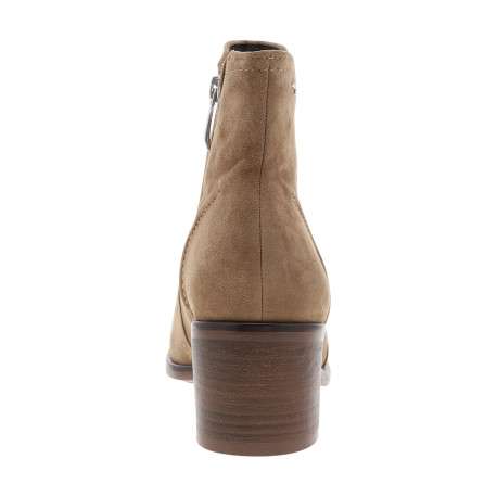 Bottines en cuir beige à talon décroché moyen pourvues d'un zip latéral - Image 4