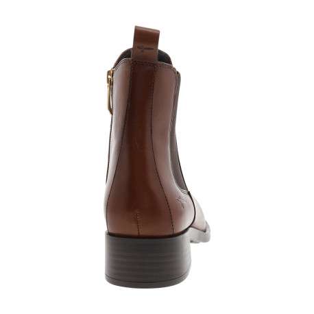Boots en cuir cognac à talon décroché bas dotées d'un soufflet élastiqué - Image 4