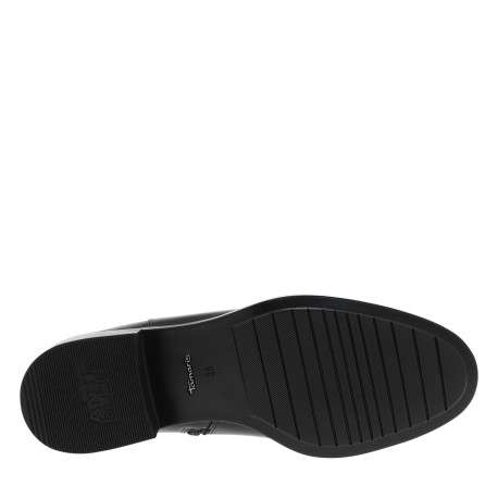Boots en cuir noir à un talon décroché bas munies d'un zip latéral - Image 6