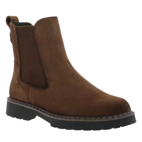 Bottines en cuir marron à talon décroché bas pourvues d'un zip latéral - Image 2