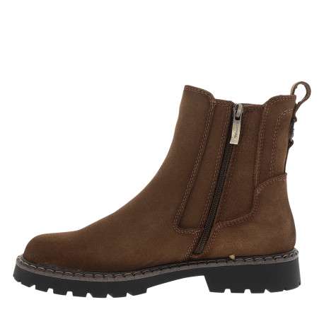 Bottines en cuir marron à talon décroché bas pourvues d'un zip latéral - Image 3