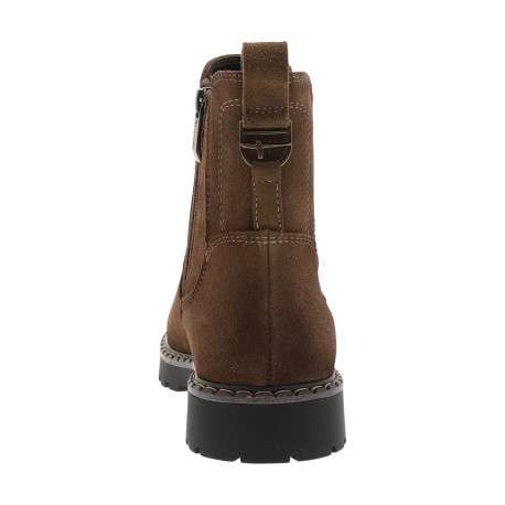 Bottines en cuir marron à talon décroché bas pourvues d'un zip latéral - Image 4
