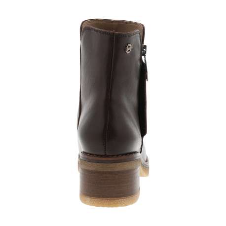 Boots en cuir moka à talon décroché moyen dotées d'un zip latéral - Image 4