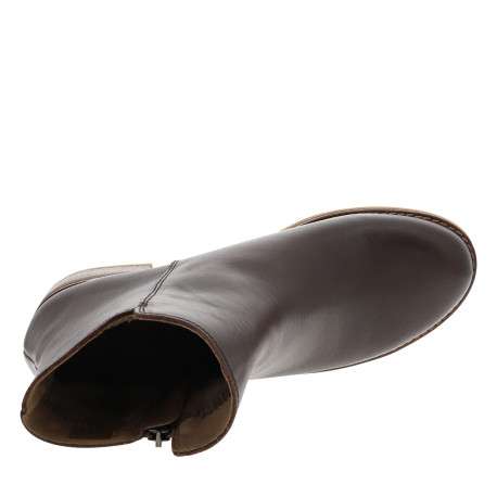 Boots en cuir moka à talon décroché moyen dotées d'un zip latéral - Image 5