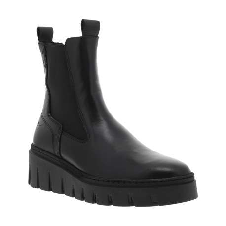Boots en cuir noires avec un talon compensé et des soufflets élastiqués - Image 2