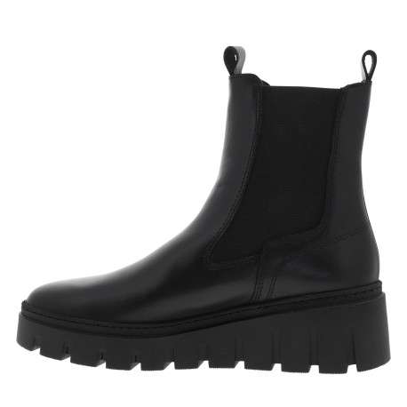 Boots en cuir noires avec un talon compensé et des soufflets élastiqués - Image 3