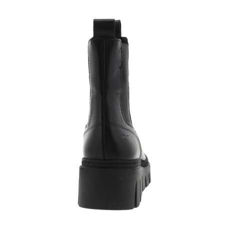 Boots en cuir noires avec un talon compensé et des soufflets élastiqués - Image 4