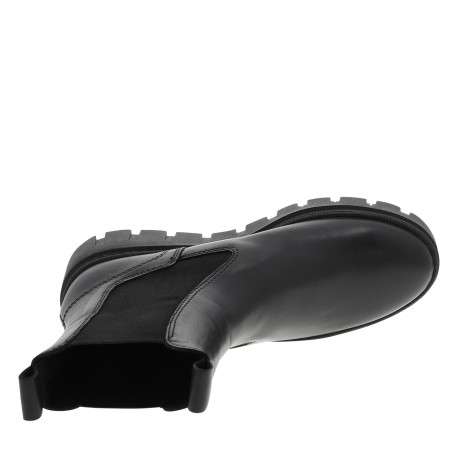 Boots en cuir noires avec un talon compensé et des soufflets élastiqués - Image 5