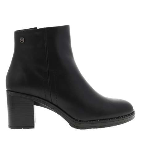 Boots en cuir noir à talon décroché haut dotées d'un zip latéral de fermeture