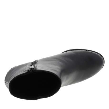 Boots en cuir noir à talon décroché haut dotées d'un zip latéral de fermeture - Image 5