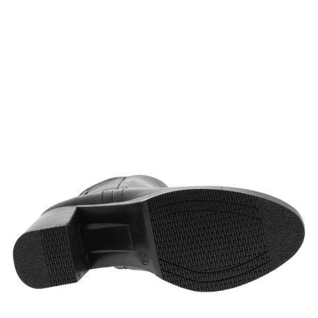 Boots en cuir noir à talon décroché haut dotées d'un zip latéral de fermeture - Image 6