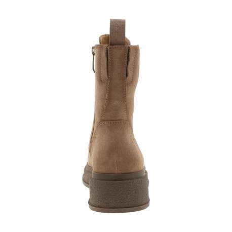 Bottines en cuir beige à talon compensé bas pourvues d'un zip latéral - Image 4