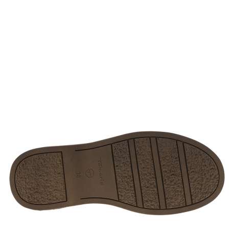 Bottines en cuir beige à talon compensé bas pourvues d'un zip latéral - Image 6