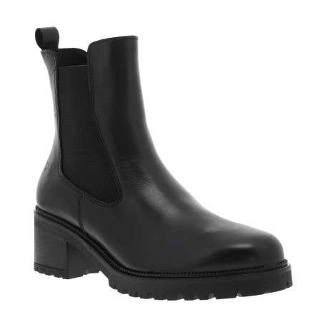 Boots en cuir noir à talon décroché moyen munies d'un soufflet élastiqué - Image 2