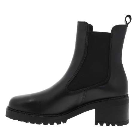 Boots en cuir noir à talon décroché moyen munies d'un soufflet élastiqué - Image 3