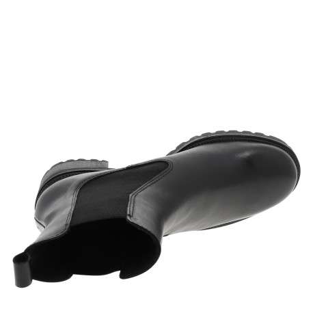 Boots en cuir noir à talon décroché moyen munies d'un soufflet élastiqué - Image 5