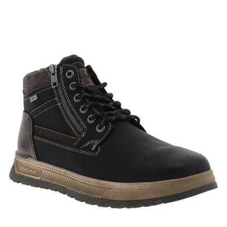 Bottines noir à talon plat dotées de lacets et d'un zip latéral - Image 2
