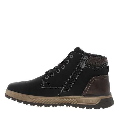 Bottines noir à talon plat dotées de lacets et d'un zip latéral - Image 3