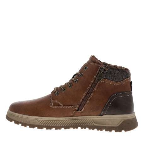 Bottines brun à talon plat munies de lacets et d'un zip latéral - Image 3