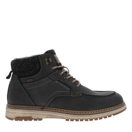 Bottines charbon à talon plat munies de lacets et d'un zip latéral