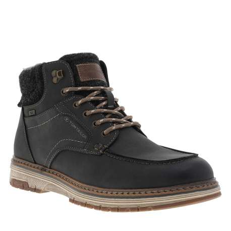 Bottines charbon à talon plat munies de lacets et d'un zip latéral - Image 2