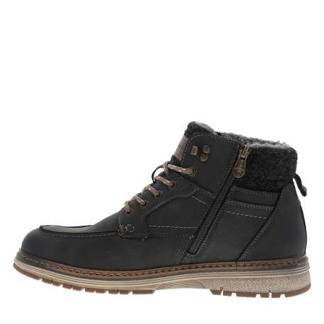Bottines charbon à talon plat munies de lacets et d'un zip latéral - Image 3