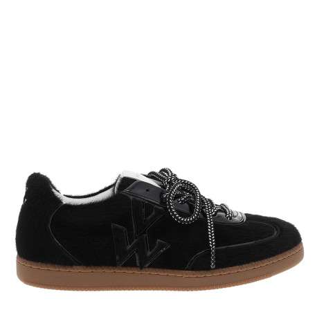 Tennis Aura Initials noir à talon plat pourvues de lacets ronds bicolores